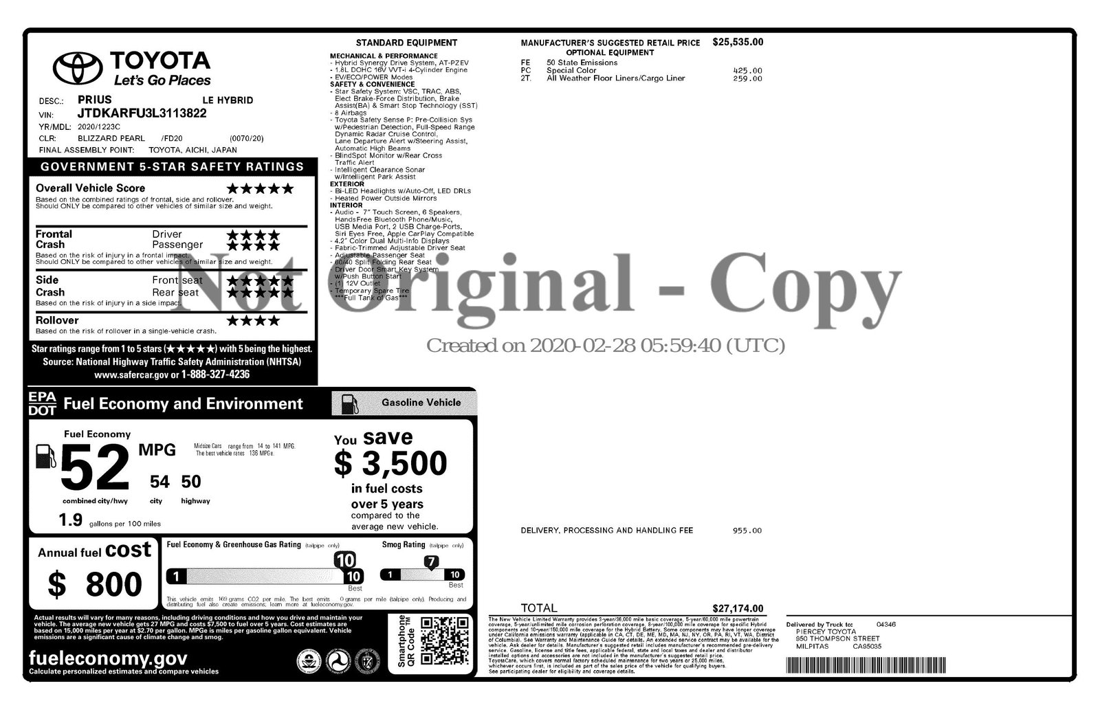 Monroney Label